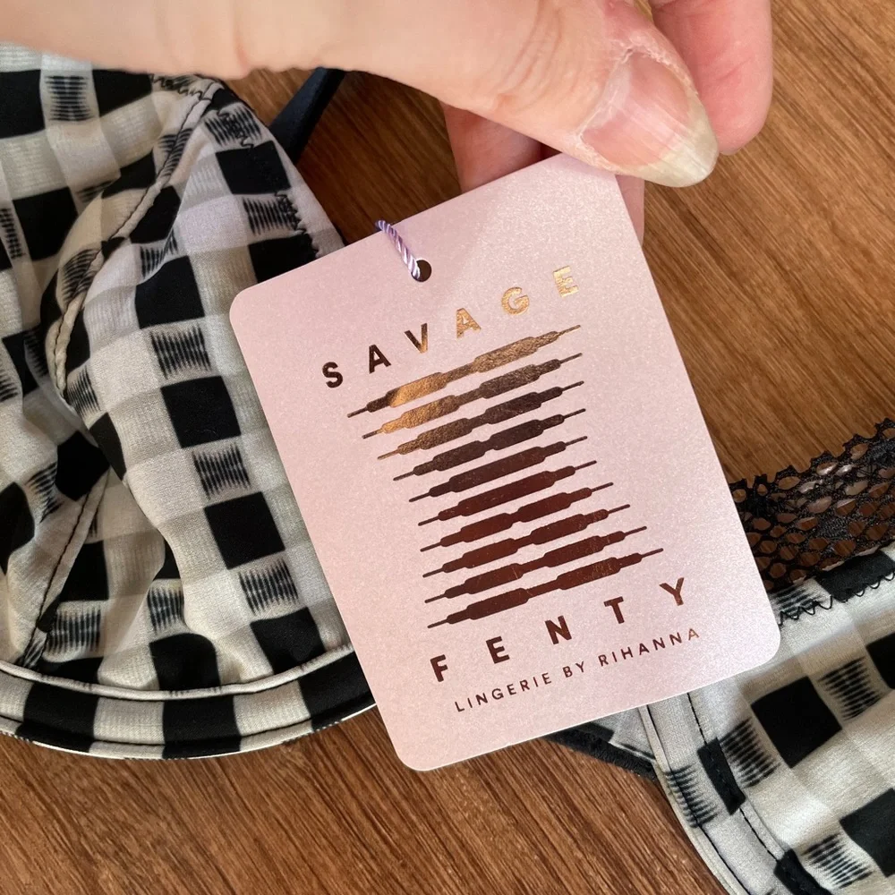 Savage Fenty Womens Checkered Bra Size 32D Sexy Lingerie NWT Rihanna‎
